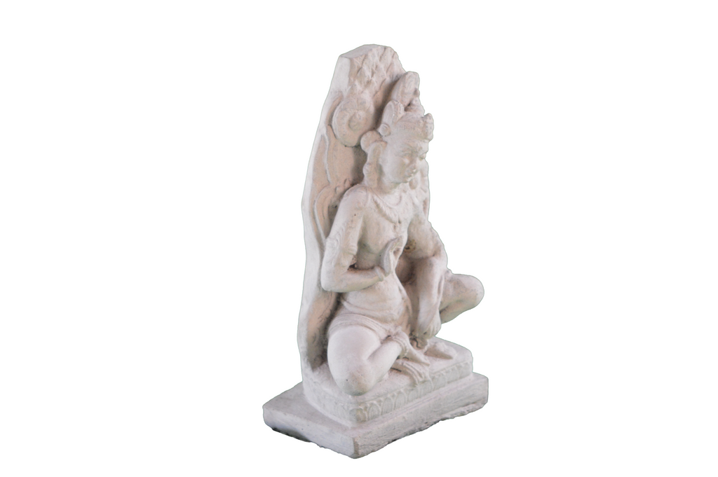 Seated Temple Figure · Stone-finish sculpture, 31.5 cm