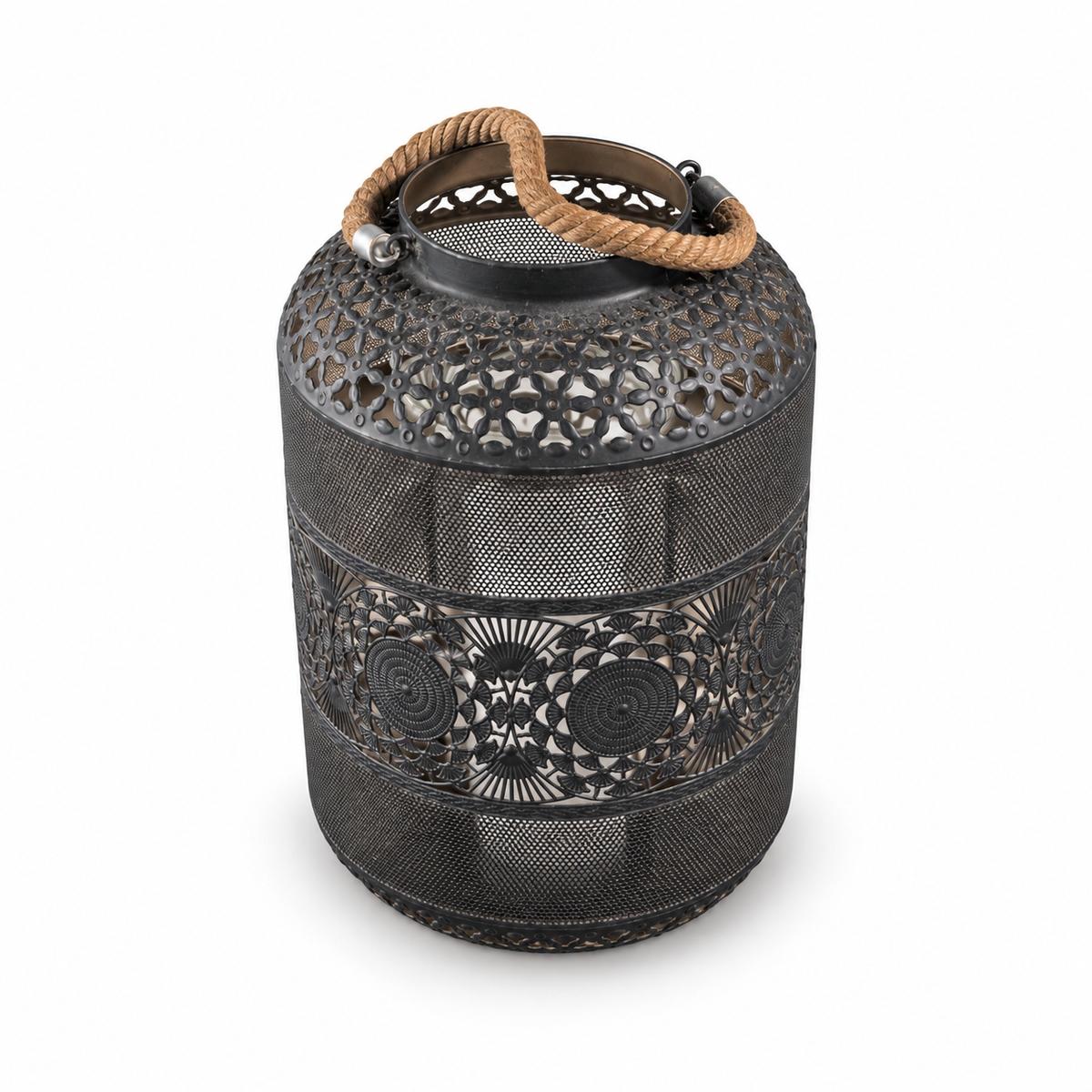 Medina Lantern · Pierced metal with rope handle