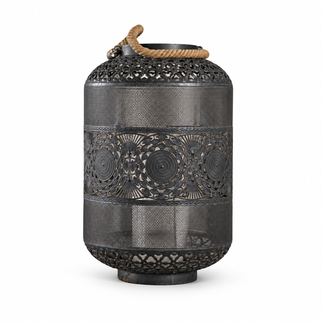 Medina Lantern · Pierced metal with rope handle