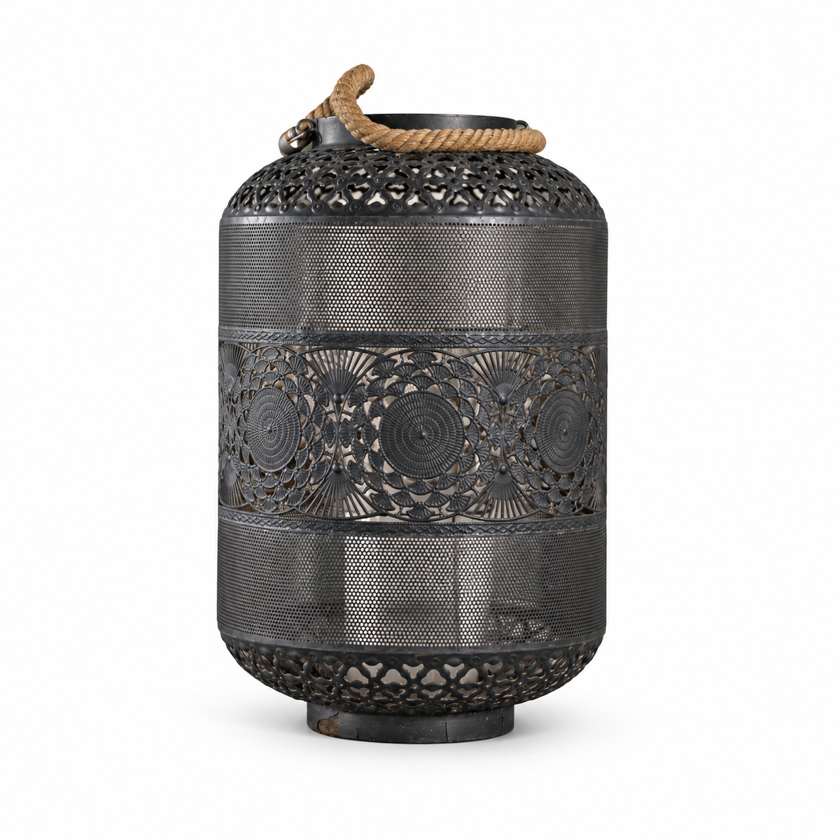 Medina Lantern · Pierced metal with rope handle