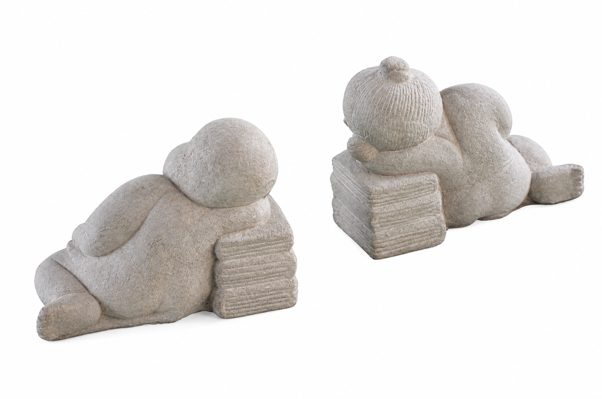 The Sleeping Scholars, Pair · Stone-finish bookends