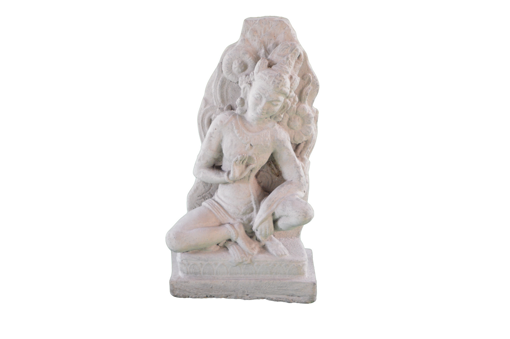 Seated Temple Figure · Stone-finish sculpture, 31.5 cm