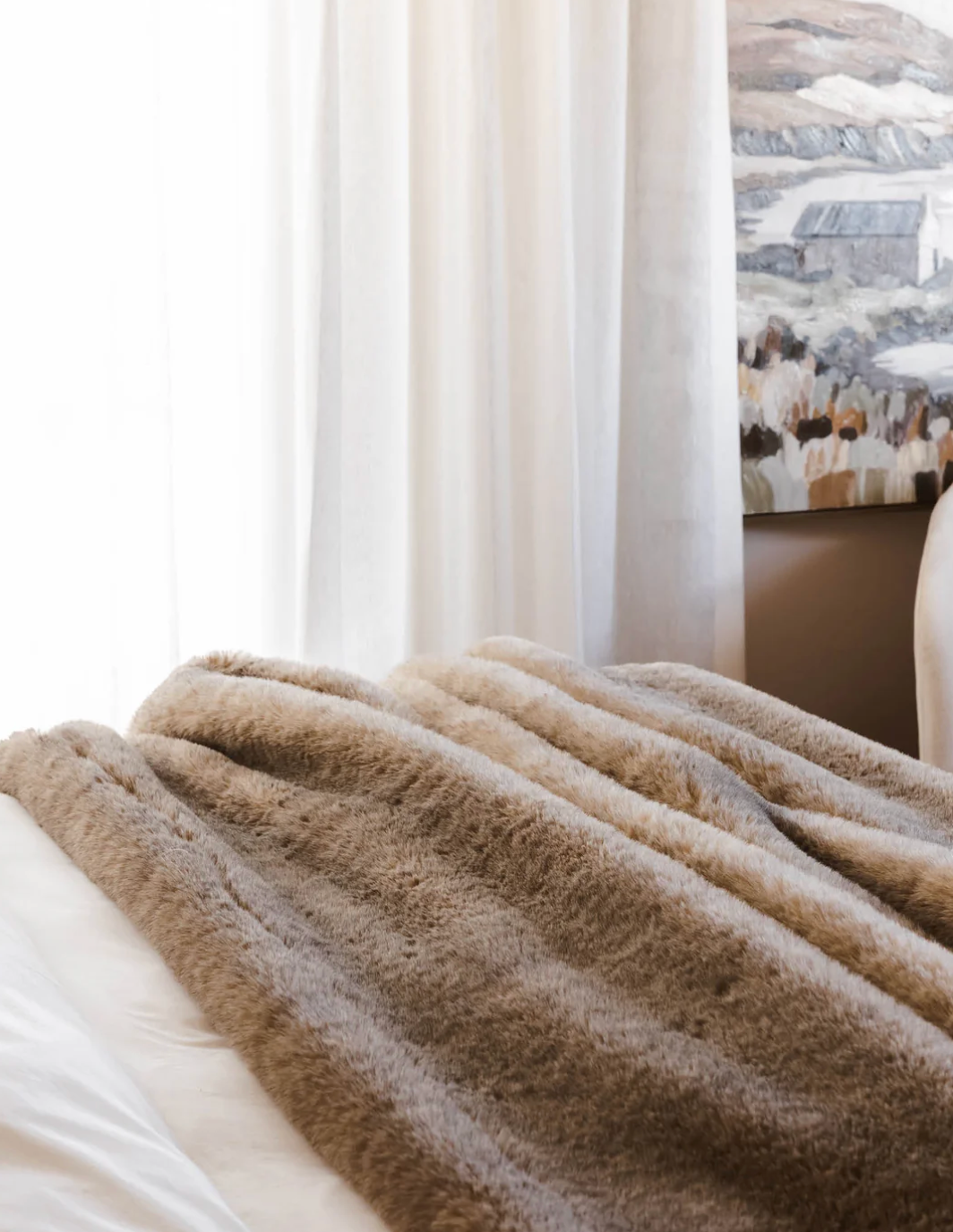 Gobi Fur Throw in Saddle