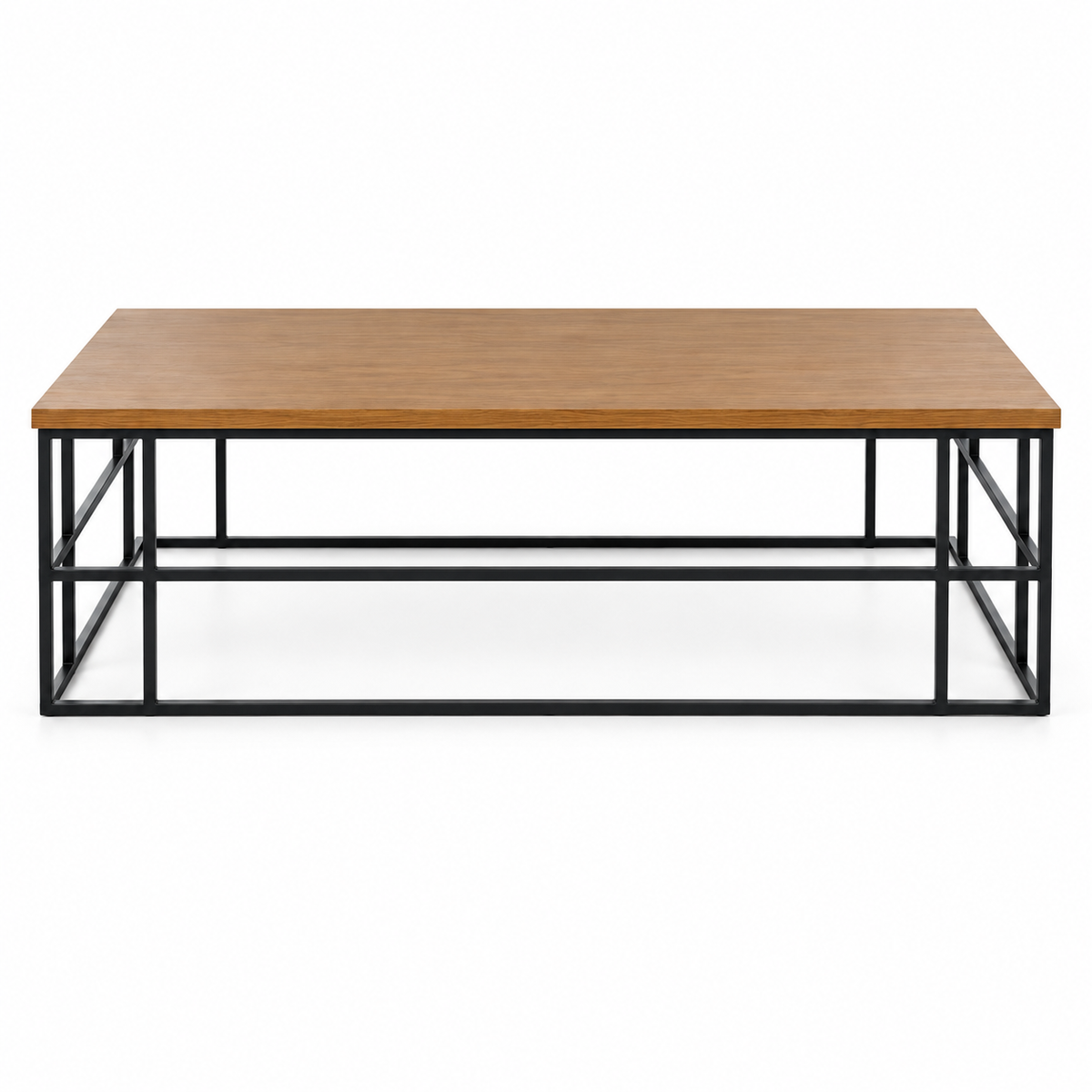 Coffee Table, Wood and Black Metal
