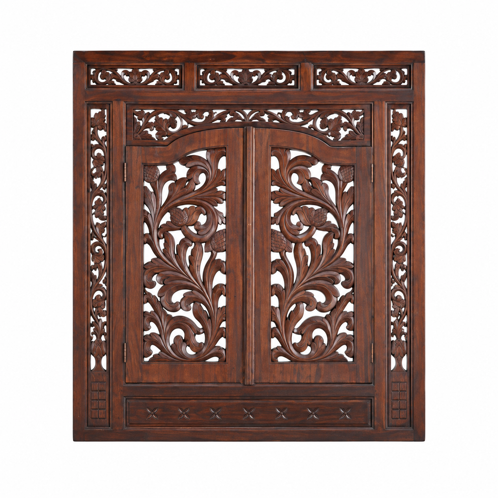 Jharokha Mandir · Carved wood with opening shutters