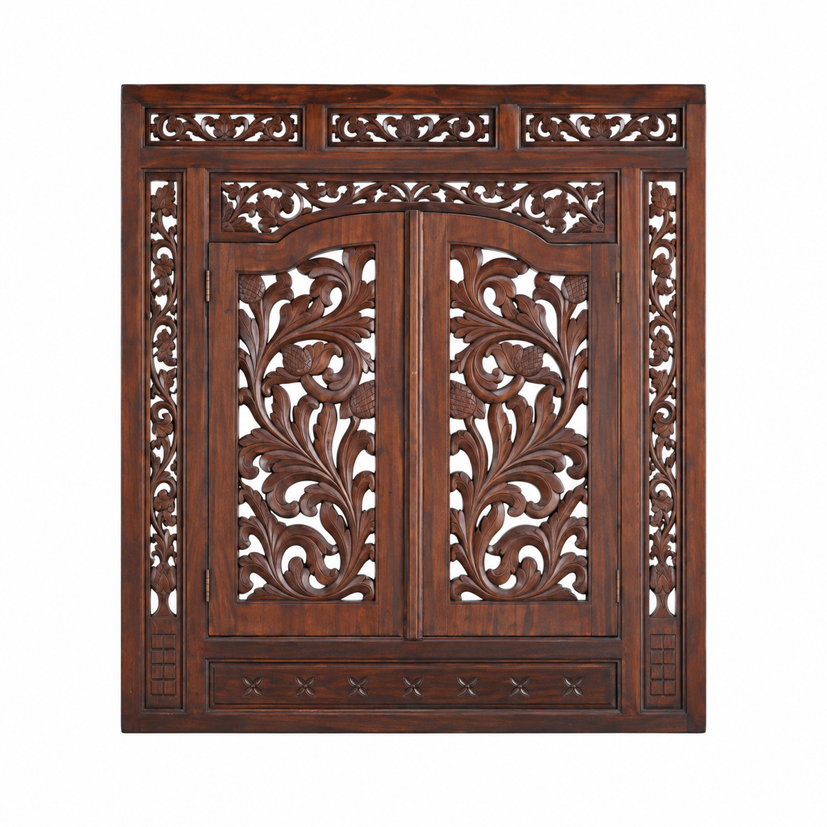 Jharokha Mandir · Carved wood with opening shutters